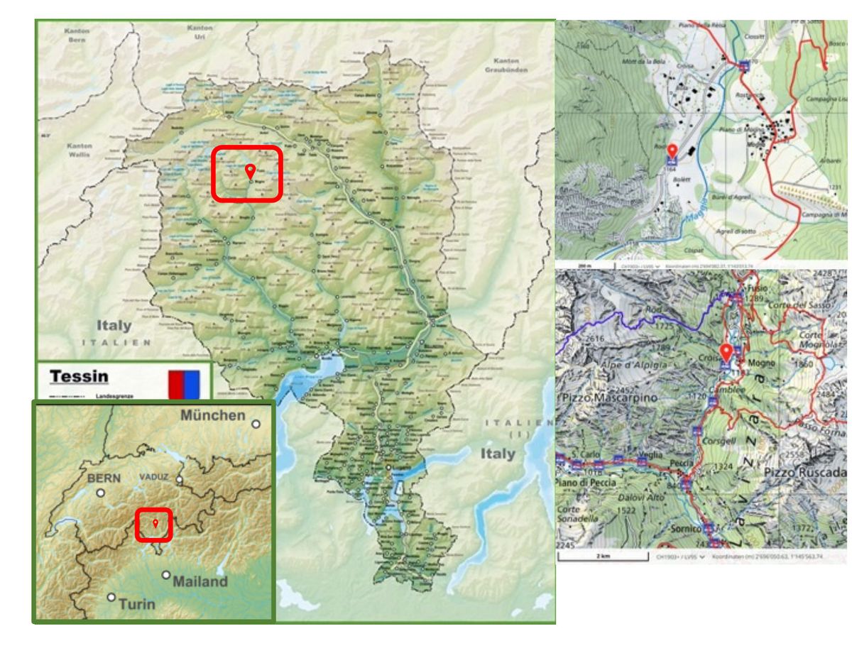 Orientierungskarte Tessin und Val Lavizzara